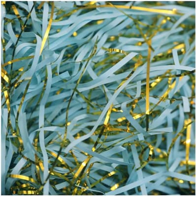 Viruta Relleno De Papel Celeste Dorado 20grs.