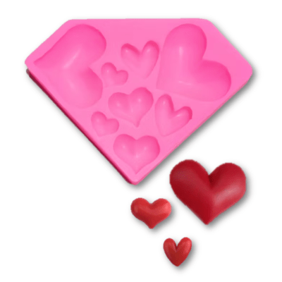 Molde Silicona para fondant Corazones 8 Div.1