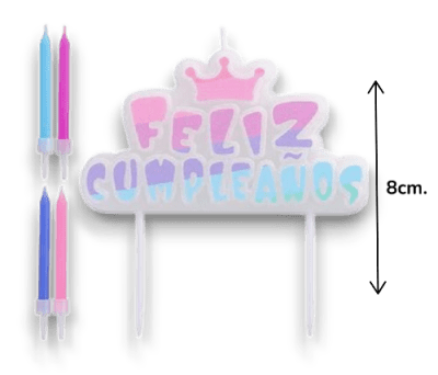 Vela Feliz Cumpleaños Corona Pastel 5pzs.