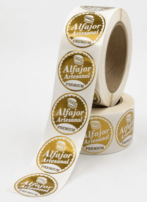 Etiquetas Alfajor Dorado 1000u. (Rollo)1