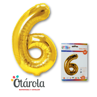 Globo Foil Dorado Numero 6