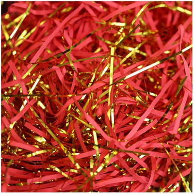 Viruta Relleno De Papel Rojo Dorado 20grs.