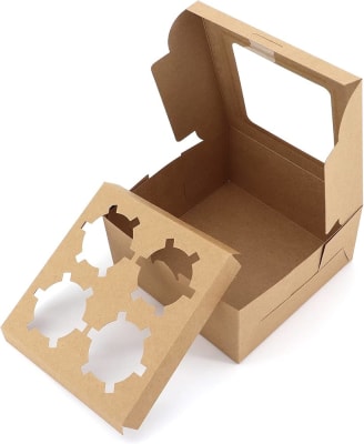 Caja Kraft Con Ventana 4 Cupcake 1u.