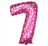 Globo Foil Fucsia Corazones Numero 7 26