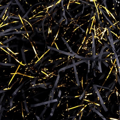 Viruta Relleno De Papel Negro Dorado 20grs.