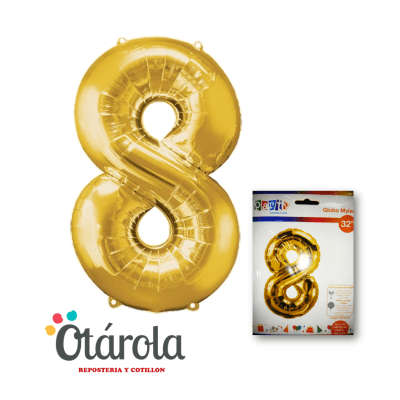 Globo Foil Dorado Numero 8