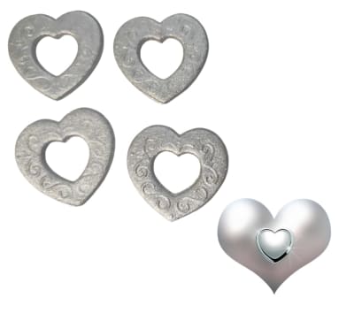 Decoracion De Azucar Corazon Plateado 4u.