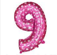 Globo Foil Fucsia Corazones Numero 9 26