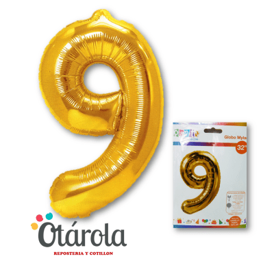 Globo Foil Dorado Numero 9