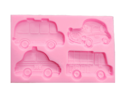 Molde Silicona para fondant Autos 4div.