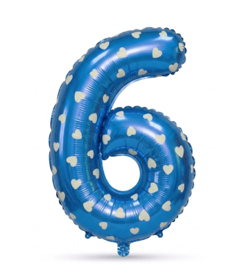 Globo Foil Azul Corazones Numero 6 26