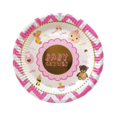 Plato Carton Baby shower Niña 6u.