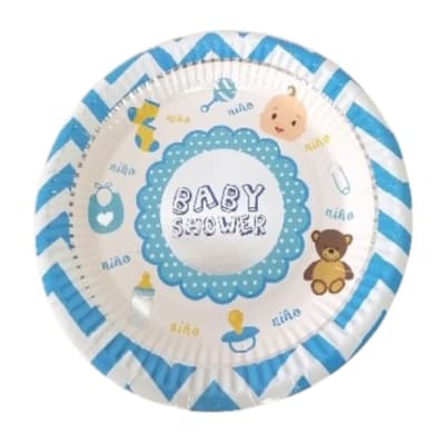 Plato Carton Baby Shower Niño 6u.