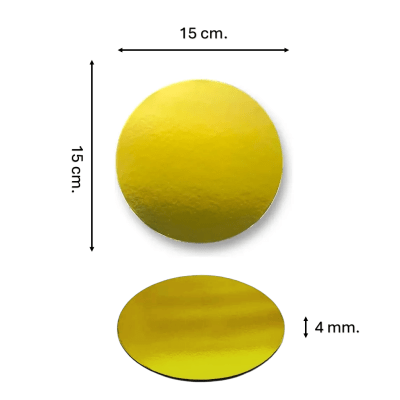 Base Madera Redonda para Reposteria 15cms. Dorada1