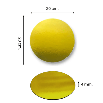 Base Madera Redonda para Reposteria 20cms. Dorada1