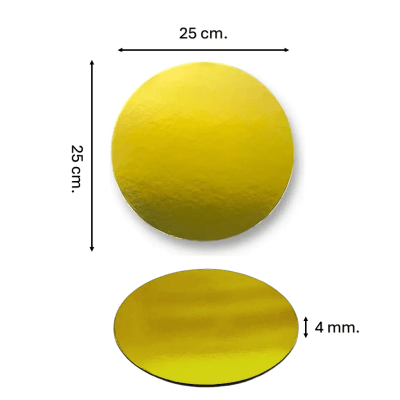 Base Madera Redonda para Reposteria 25cms. Dorada1