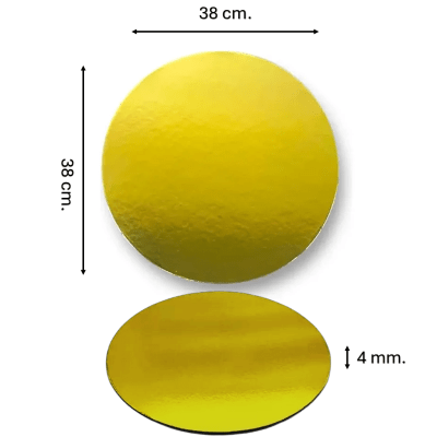 Base Madera Redonda para Reposteria 38cms. Dorada1