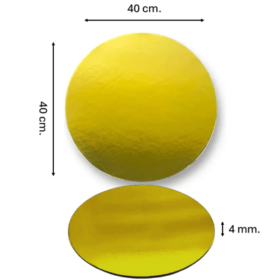 Base Madera Redonda para Reposteria 40cms. Dorada1