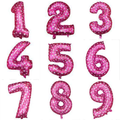 Globo Numero Fucsia Corazones