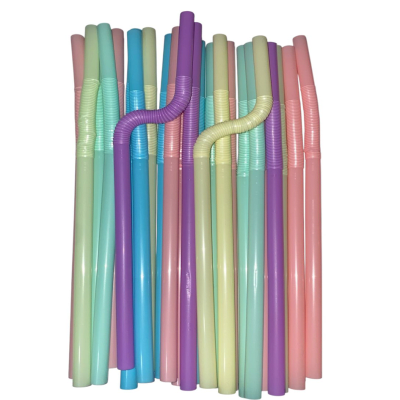 Bombilla Plastica Flexible Extra Gruesa Pastel