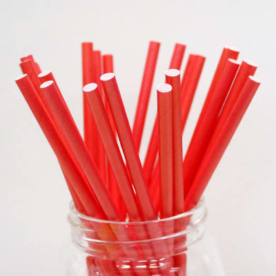Bombilla Papel Roja x12und
