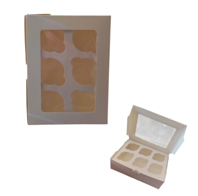 Caja Cup Cake Blanca 6 Divisiones 1u.