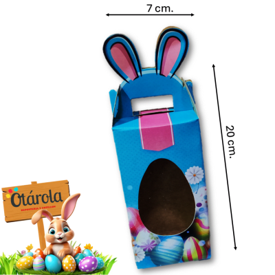 Caja Rectangular Conejo Chica Celeste 10u.