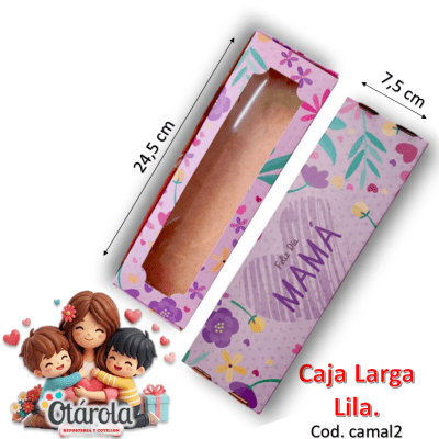 Caja Larga Lila para alfajores Día de las Madres 1u.1