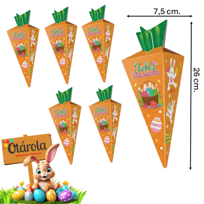 Caja de dulces Zanahoria Naranja 6 pzas.