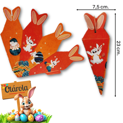 Caja Cono Conejo (Zanahoria) Naranja X 50u.