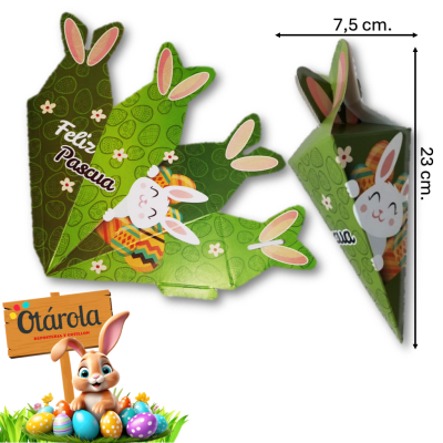 Caja Cono Conejo (Zanahoria) Verde X 50u.