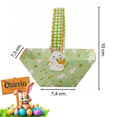 Caja Canasto para huevos de pascua Verde 6pzas.