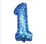Globo Numero 1 Azul Corazones Foil1