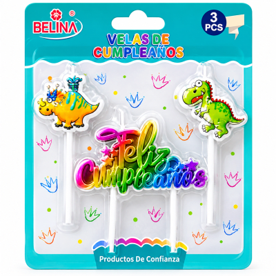 Vela Dinosaurio 3pzas