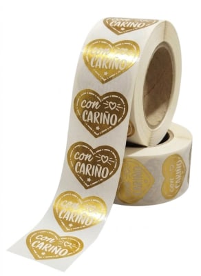 Etiquetas Con Cariño Dorado 1000u. (Rollo)1