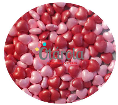Mostacilla 3D Corazon Rojo y Rosa 10mm.