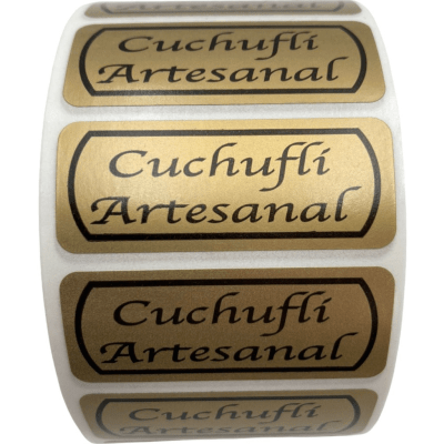 Etiquetas Cuchufli Dorado 1000u. (Rollo)