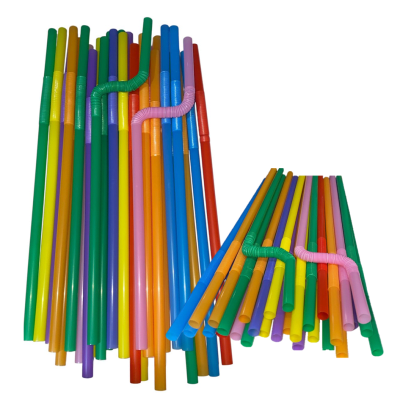 Bombilla Plastica Flexible De Colores Gruesa1