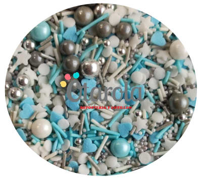 Sprinkles Perla plomo, blanca y corazon celeste1