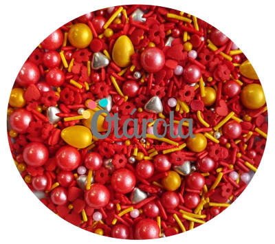 Sprinkles Corazon Rojo triangulo Plata 80grs.
