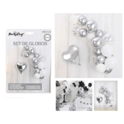 Set De Globo 25pcs. Plateado