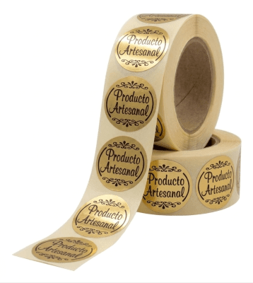 Etiquetas Producto Artesanal Dorada x100und.
