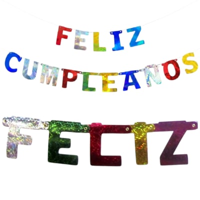 Banderin Holografico Feliz Cumpleaños