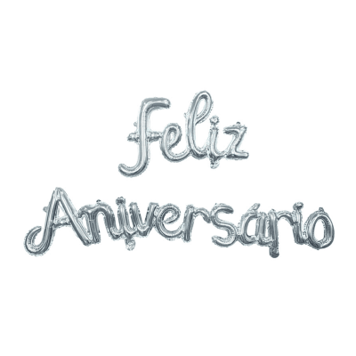 Globo Foil Letras Feliz Aniversario Plata