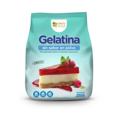 Gelatina Sin Sabor 250grs. Macrofood.