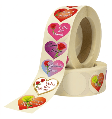 Etiquetas Feliz dia Mamá Corazon 100u.