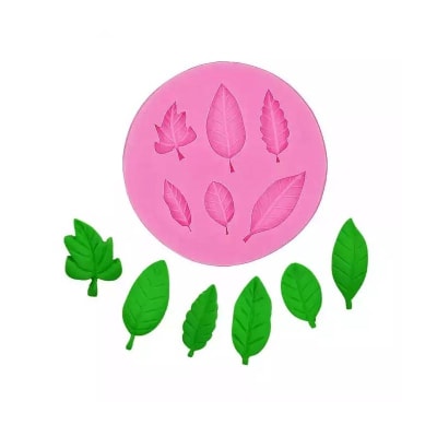 Molde Silicona para fondant hojas 6div.