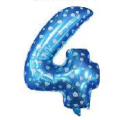 Globo Numero 4 Azul Corazones Foil1