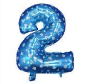 Globo Numero 2 Azul Corazones Foil1