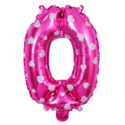 Globo Foil Fucsia Corazones Numero 0 26